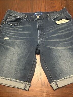 Arizona Jean Co Men’s Size 34 Flex Slim Fit Distressed Denim Shorts Dark Wash